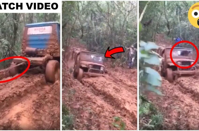 jeep stuck in mud chain breaks video